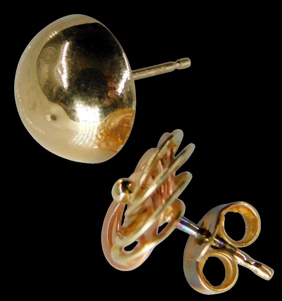 14K Yellow Gold Dome and Spiral Stud Earrings - 5