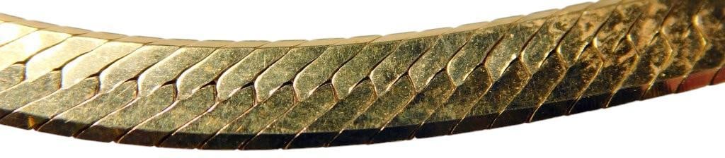 14K Gold Herringbone Necklace, Marked "Italy" - 2