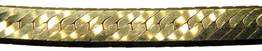 14K Gold Herringbone Necklace, Marked "Italy" - 4