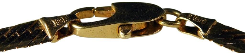 14K Gold Herringbone Necklace, Marked "Italy" - 5