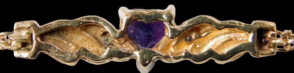 14K Gold Bracelet w/ Amethyst Heart and Diamond Accents - 3
