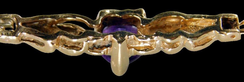 14K Gold Bracelet w/ Amethyst Heart and Diamond Accents - 4