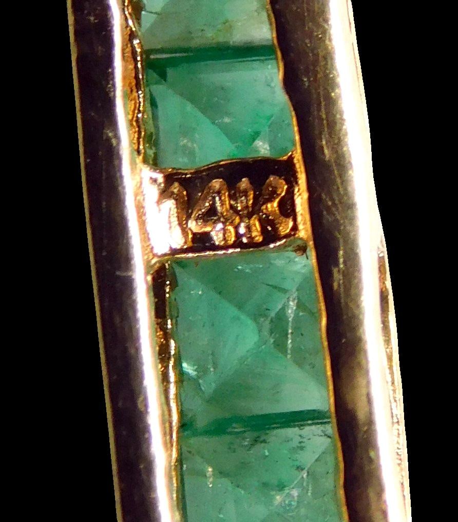 14K Gold V-Shape Necklace w/ Emerald and Diamond Accents - 3