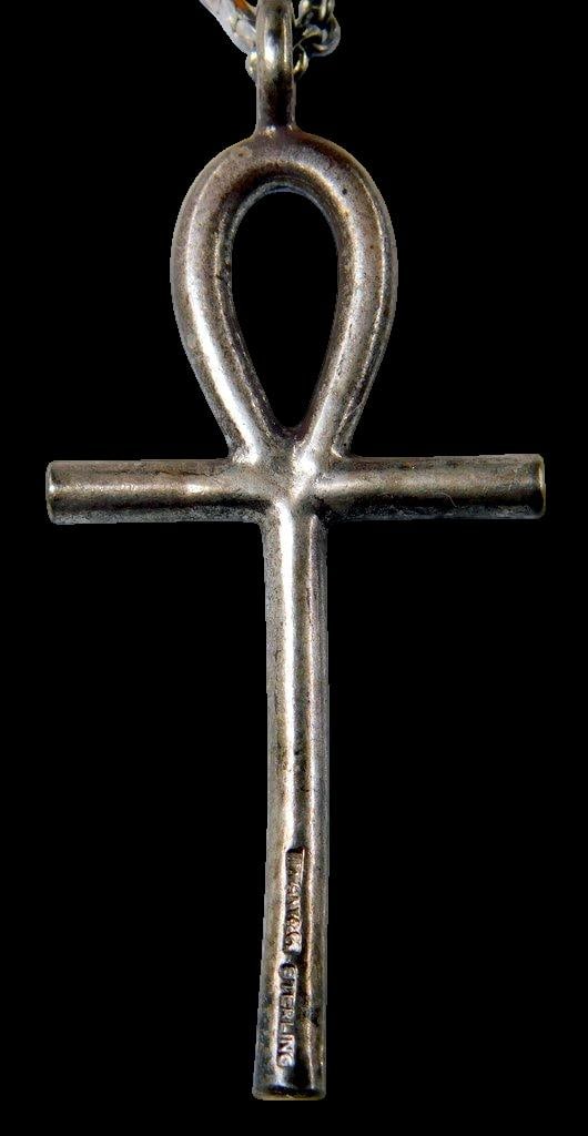 Three Sterling Silver Necklaces Including Ankh and Eagle Pendants - 2