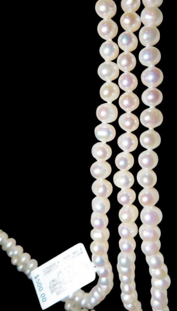 100" Cultured Freshwater Pearl Necklace w/ 7-8mm Pearls, New - 2