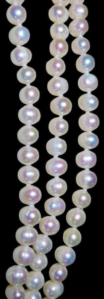 100" Cultured Freshwater Pearl Necklace w/ 7-8mm Pearls, New - 3