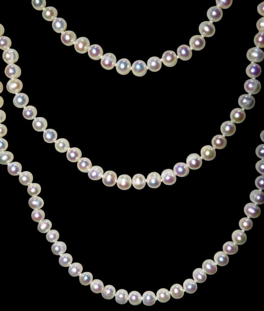 100" Cultured Freshwater Pearl Necklace w/ 7-8mm Pearls, New - 4