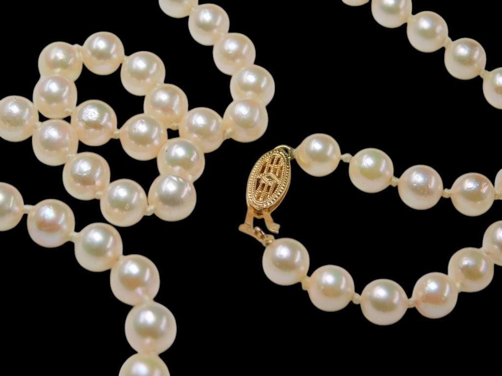 Pearl Necklace Strand w/ 14K Clasp and a Loose Topaz Stone - 4