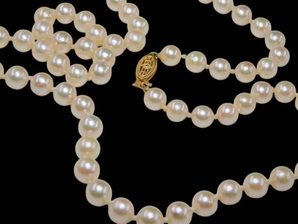Pearl Necklace Strand w/ 14K Clasp and a Loose Topaz Stone - 5