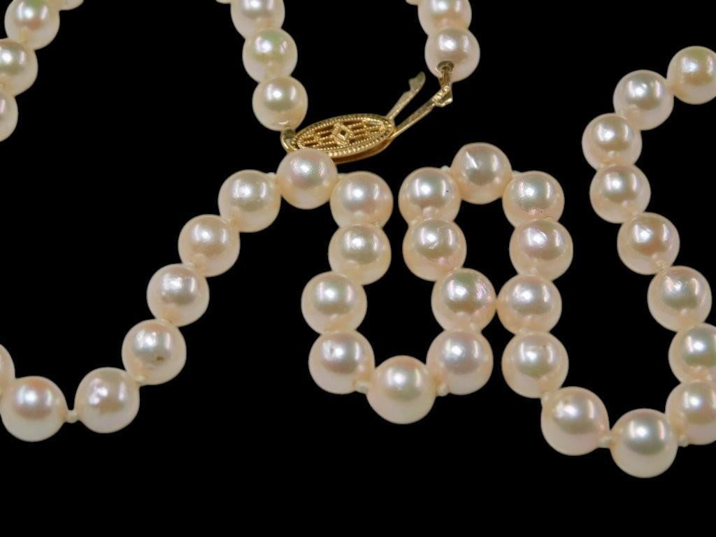 Pearl Necklace Strand w/ 14K Clasp and a Loose Topaz Stone - 6