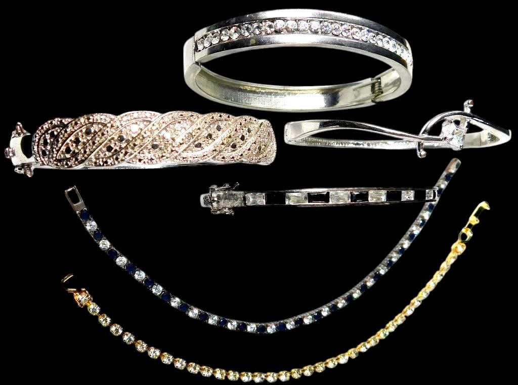 Grouping of Bangles and Bracelets w/ Clear and Blue Stones (1 of 5)