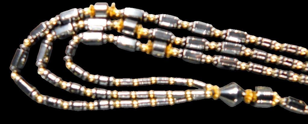 Hematite Jewelry Set w/ Gold-Tone Accents, Necklace, Bracelet, and Earrings - 6