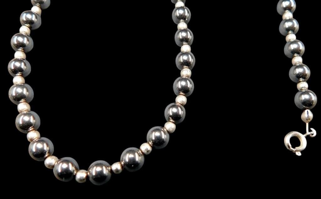 Hematite Jewelry Set w/ Gold-Tone Accents, Necklace, Bracelet, and Earrings - 8