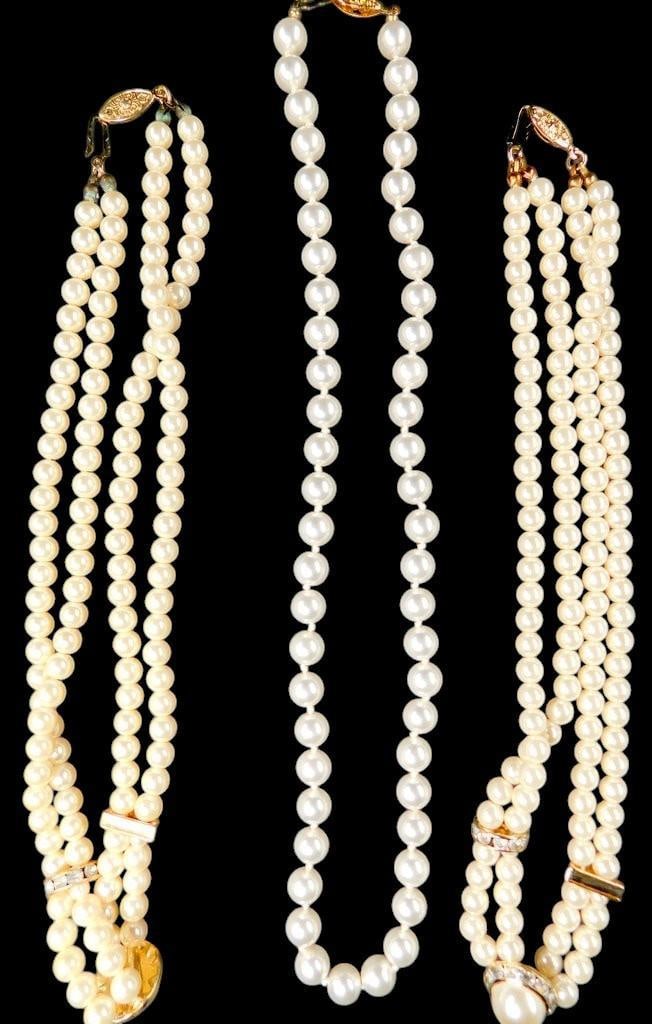 Faux Pearl Necklaces w/ Gold-Tone AccentsGrouping, (5) - 4