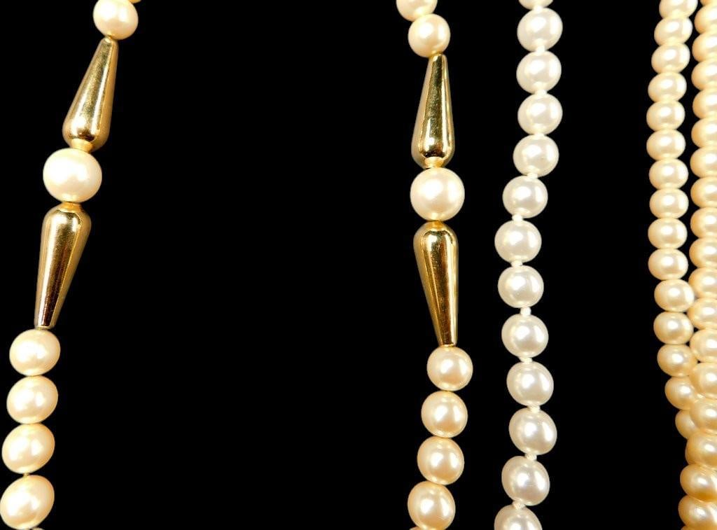 Faux Pearl Necklaces w/ Gold-Tone AccentsGrouping, (5) - 6