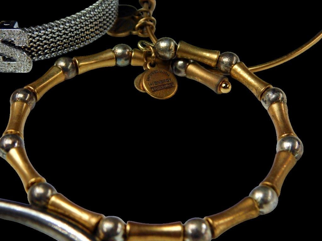 Bracelet Hoop Bangles Mixed-Metal Bracelets w/ Various Decorations - 5