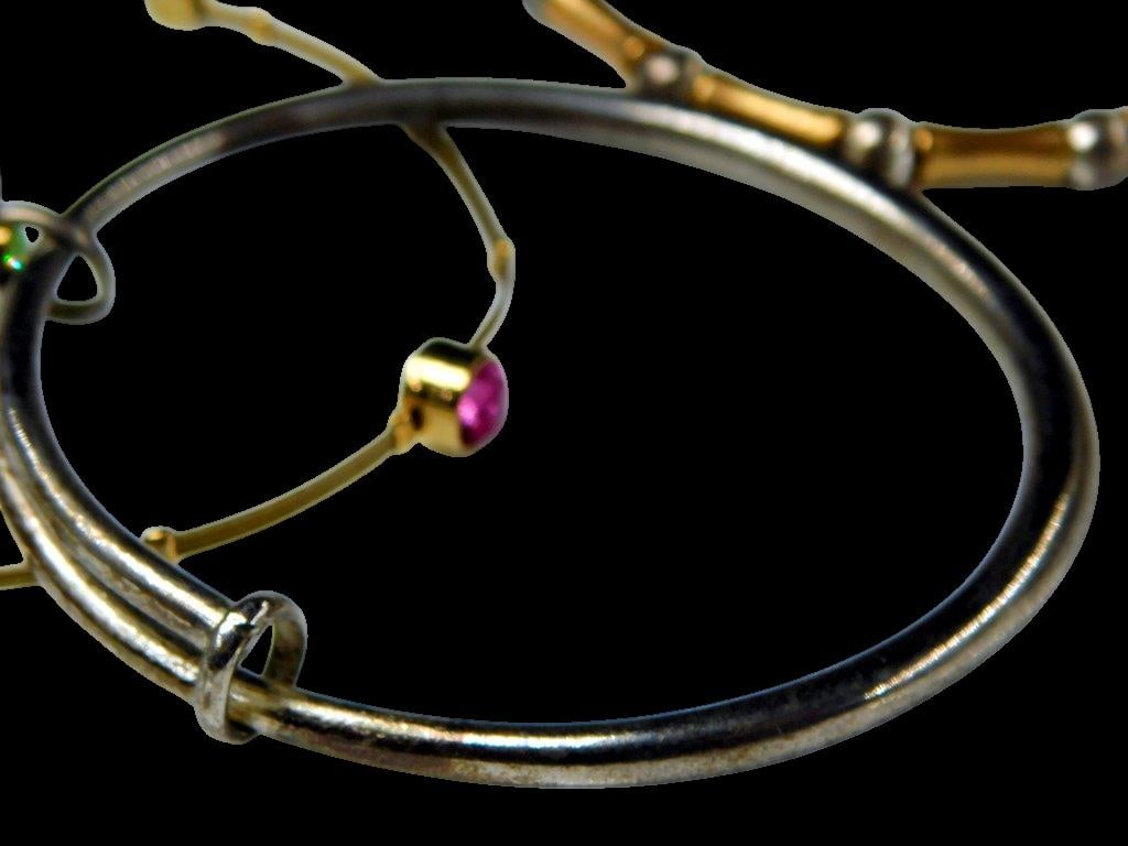 Bracelet Hoop Bangles Mixed-Metal Bracelets w/ Various Decorations - 6