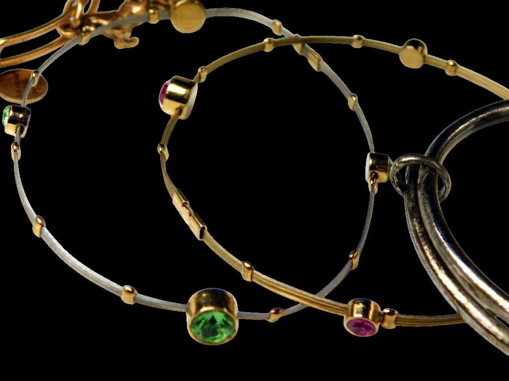 Bracelet Hoop Bangles Mixed-Metal Bracelets w/ Various Decorations - 7