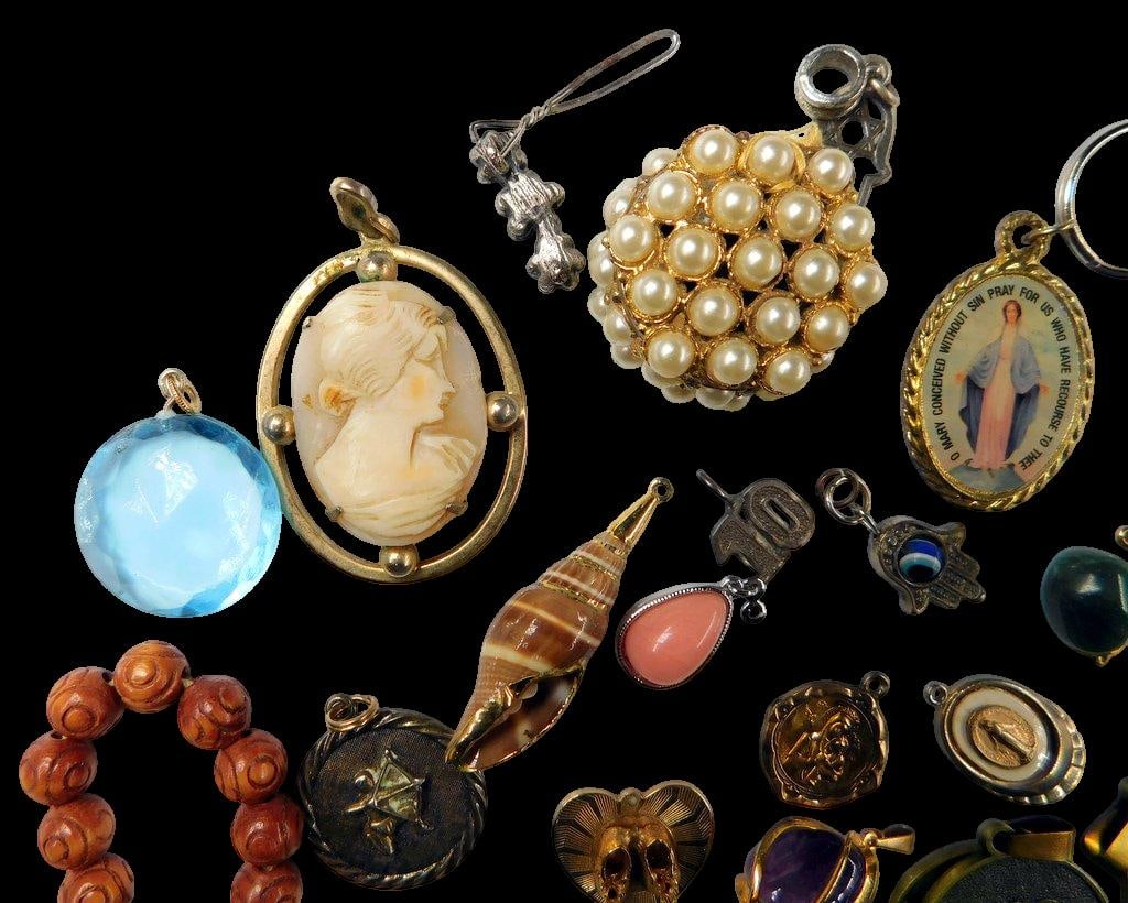 Jewelry and Medallions Grouping Including Pendants, Charms, and Rosary - 3
