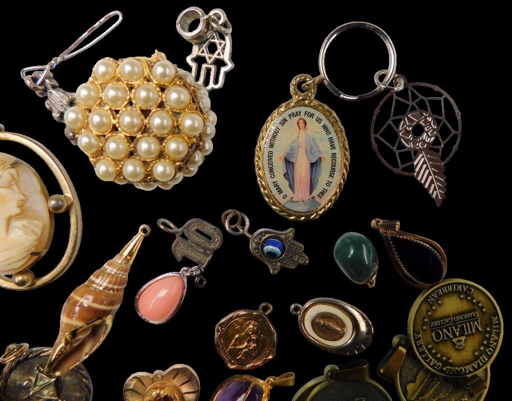 Jewelry and Medallions Grouping Including Pendants, Charms, and Rosary - 4