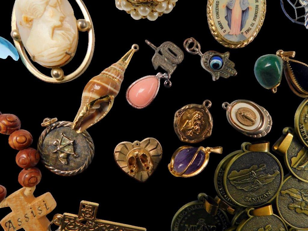 Jewelry and Medallions Grouping Including Pendants, Charms, and Rosary - 5