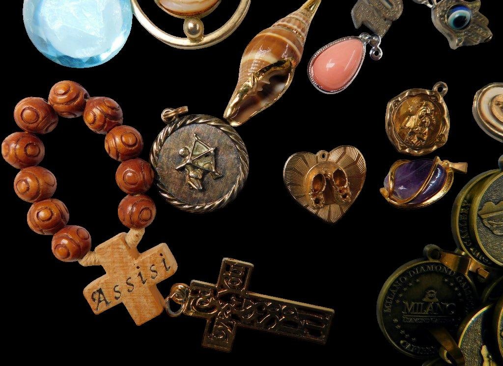 Jewelry and Medallions Grouping Including Pendants, Charms, and Rosary - 8