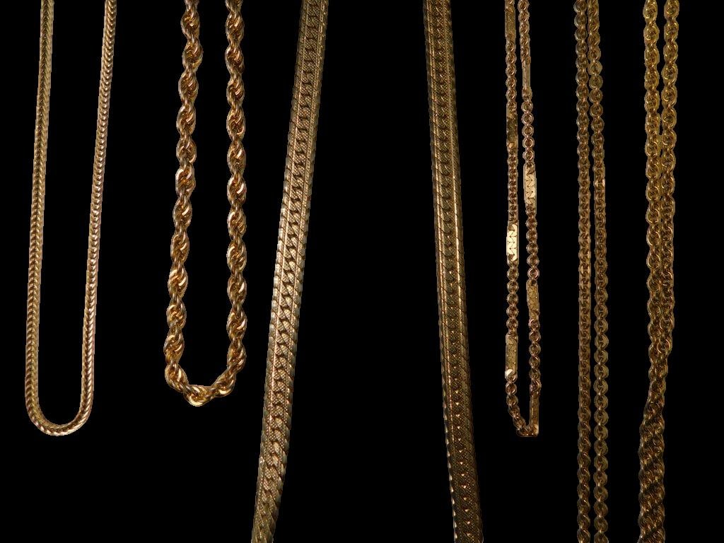 Seven Gold-Tone Chain Necklaces in Various Styles - 4