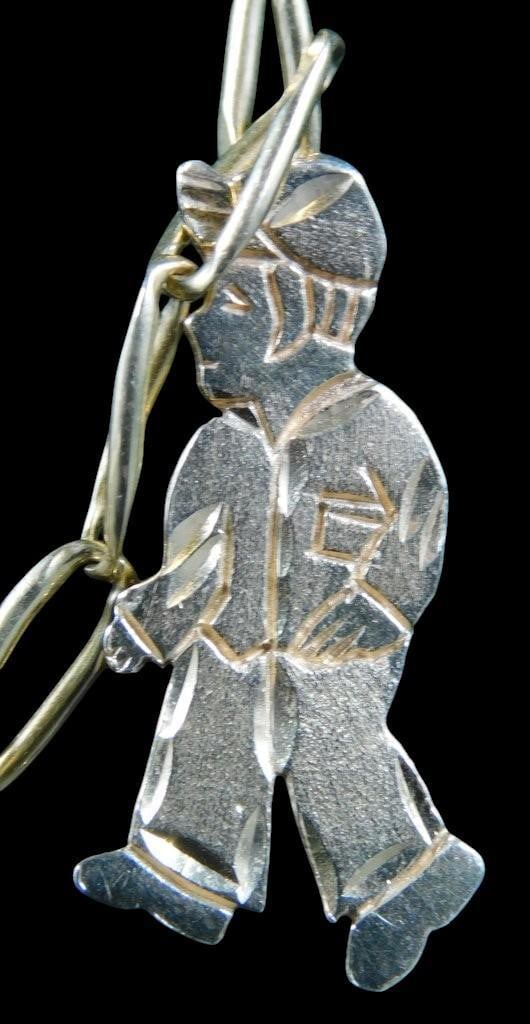 18K Gold Pendant Necklace w/ Figaro Chain and Two Boy Charms - 3