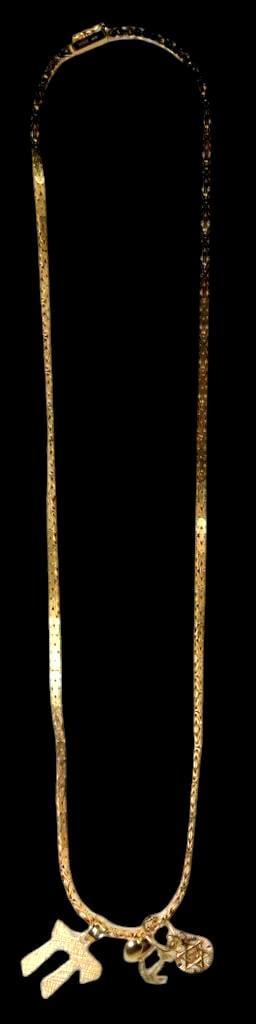 14K Gold Italian Necklace w/ Charms - 2