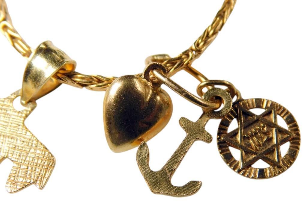 14K Gold Italian Necklace w/ Charms - 3