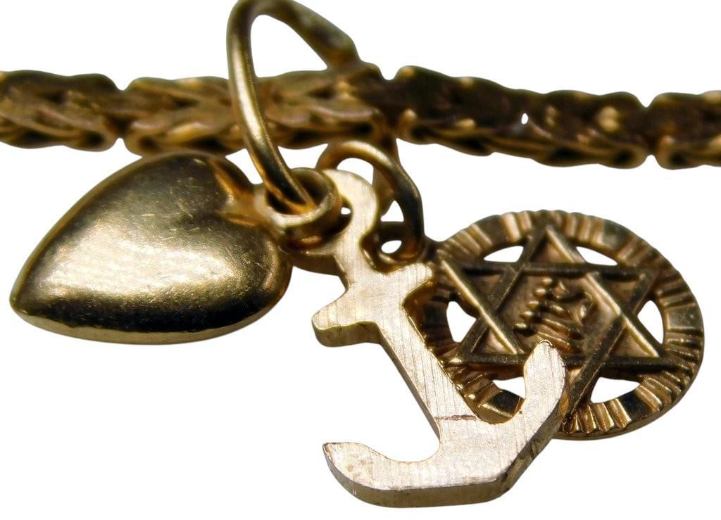 14K Gold Italian Necklace w/ Charms - 9