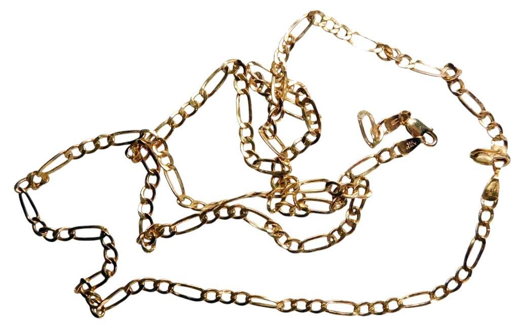 14k Italian Yellow Gold Figaro Link Chain Necklace - 2
