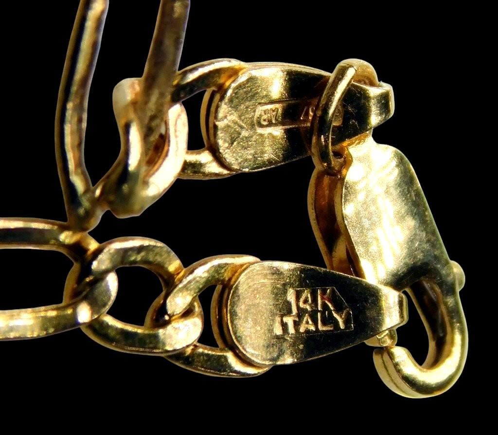 14k Italian Yellow Gold Figaro Link Chain Necklace - 3