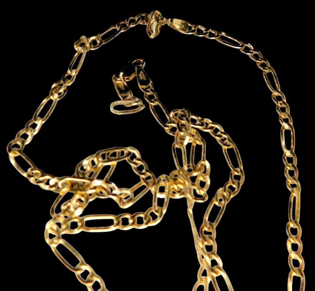 14k Italian Yellow Gold Figaro Link Chain Necklace - 4