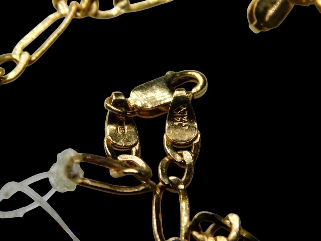14k Italian Yellow Gold Figaro Link Chain Necklace - 6