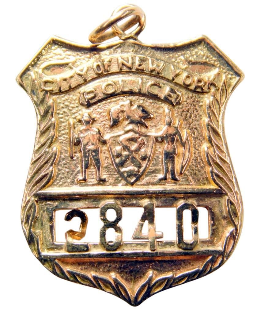 14K Gold City of New York Police Badge Pendant w/ Shield Number 2840 - 2