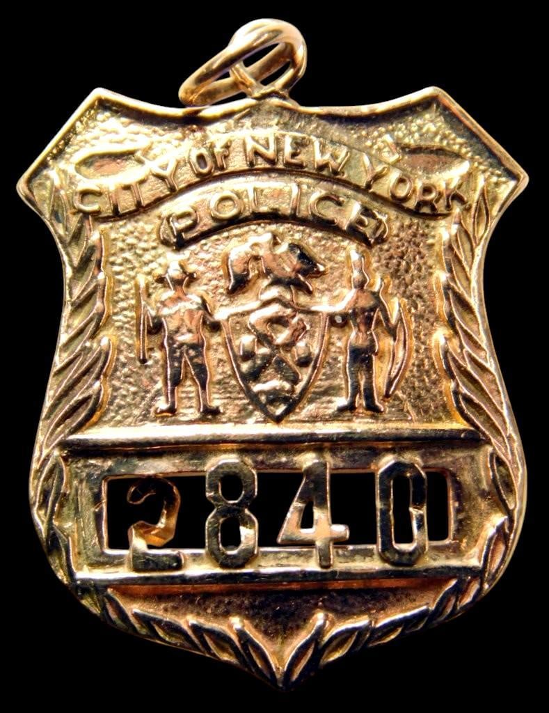 14K Gold City of New York Police Badge Pendant w/ Shield Number 2840 - 5