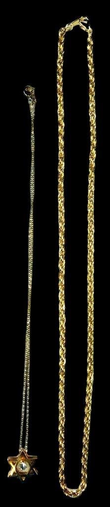 Gold-Tone Necklaces Including Star of David Pendant and Chain - 2