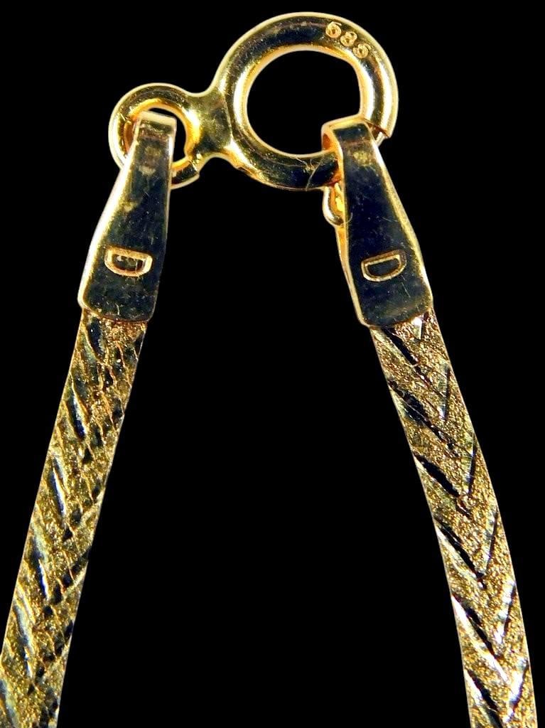 14K Gold Necklace w/ Textured Chevron Pattern - 2