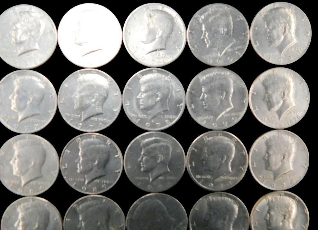 49 Kennedy Half Dollars - Mixed Dates and Mint Marks - 2
