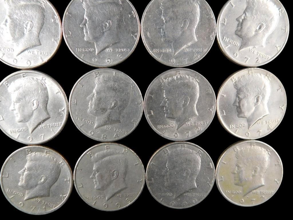 49 Kennedy Half Dollars - Mixed Dates and Mint Marks - 9