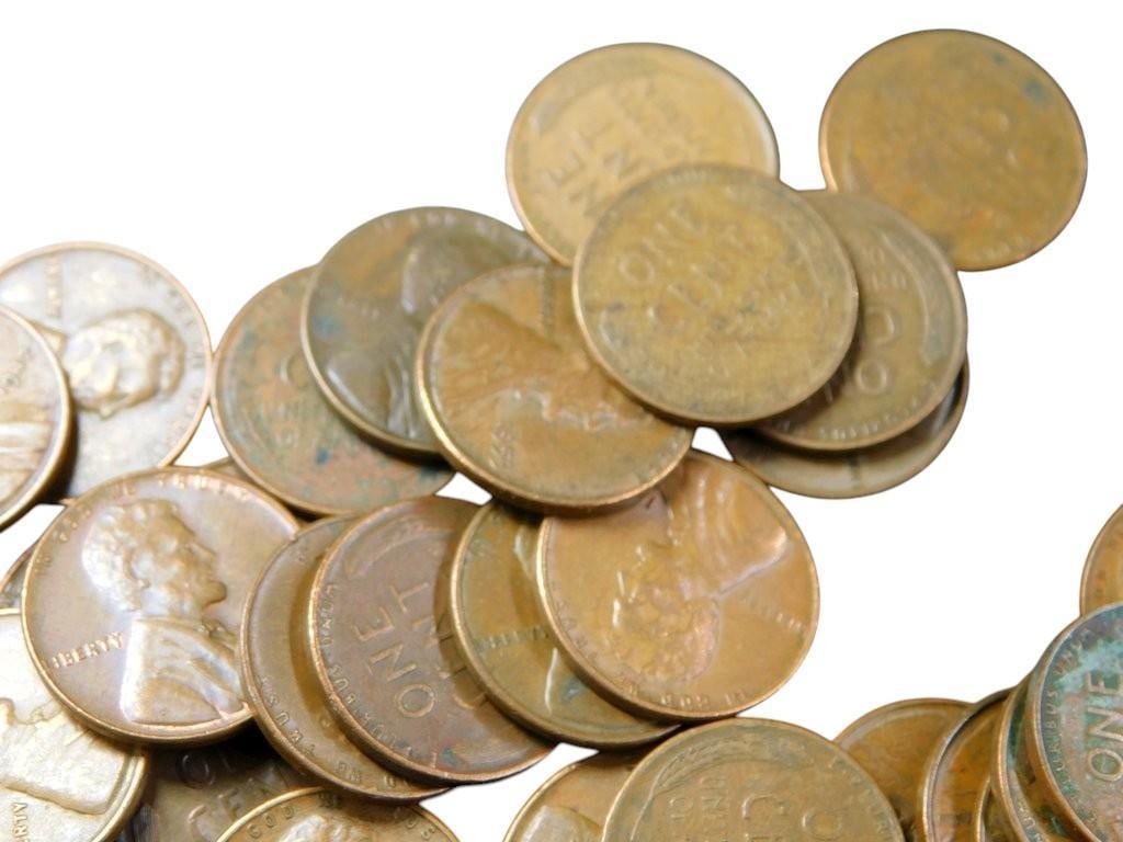Pile of U.S. Wheat Pennies - Assorted Dates and Mint Marks - 13