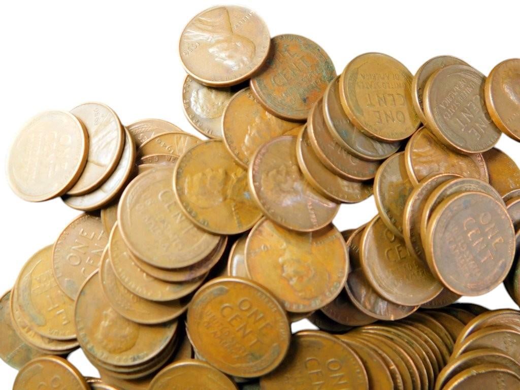 Pile of U.S. Wheat Pennies - Assorted Dates and Mint Marks - 2