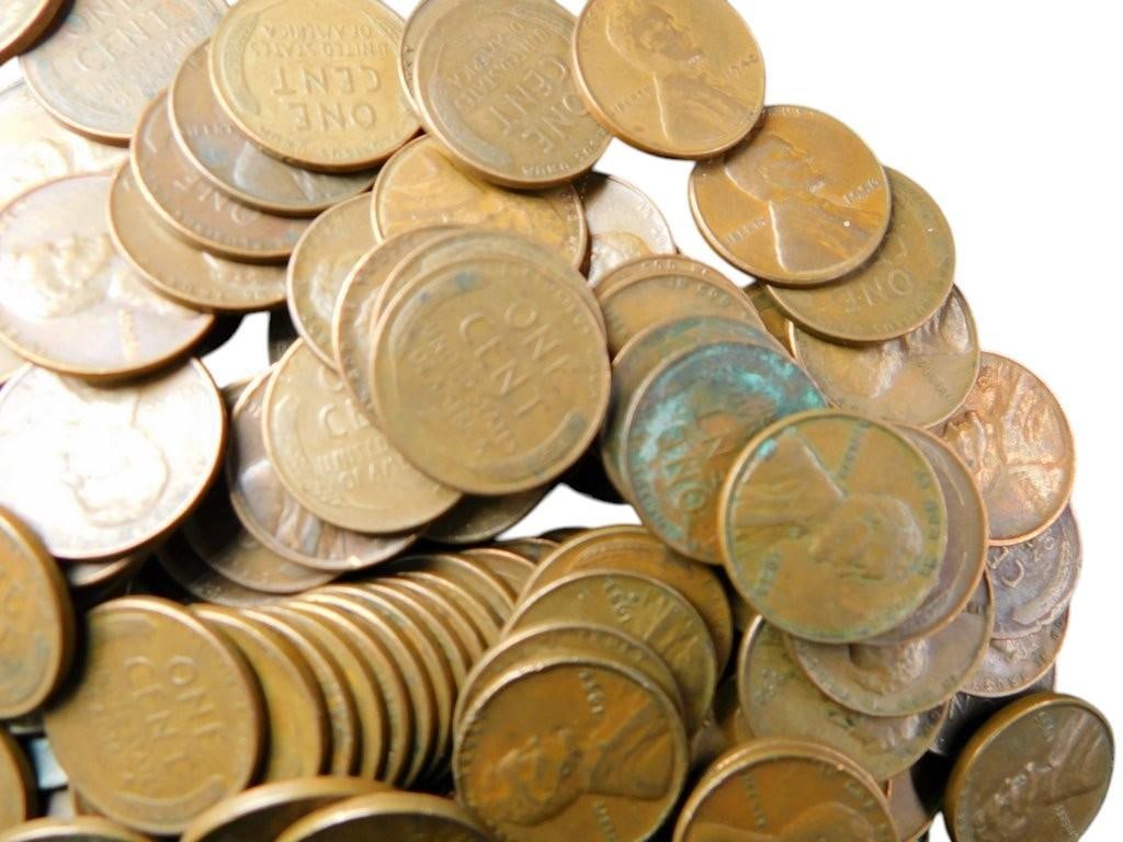 Pile of U.S. Wheat Pennies - Assorted Dates and Mint Marks - 3