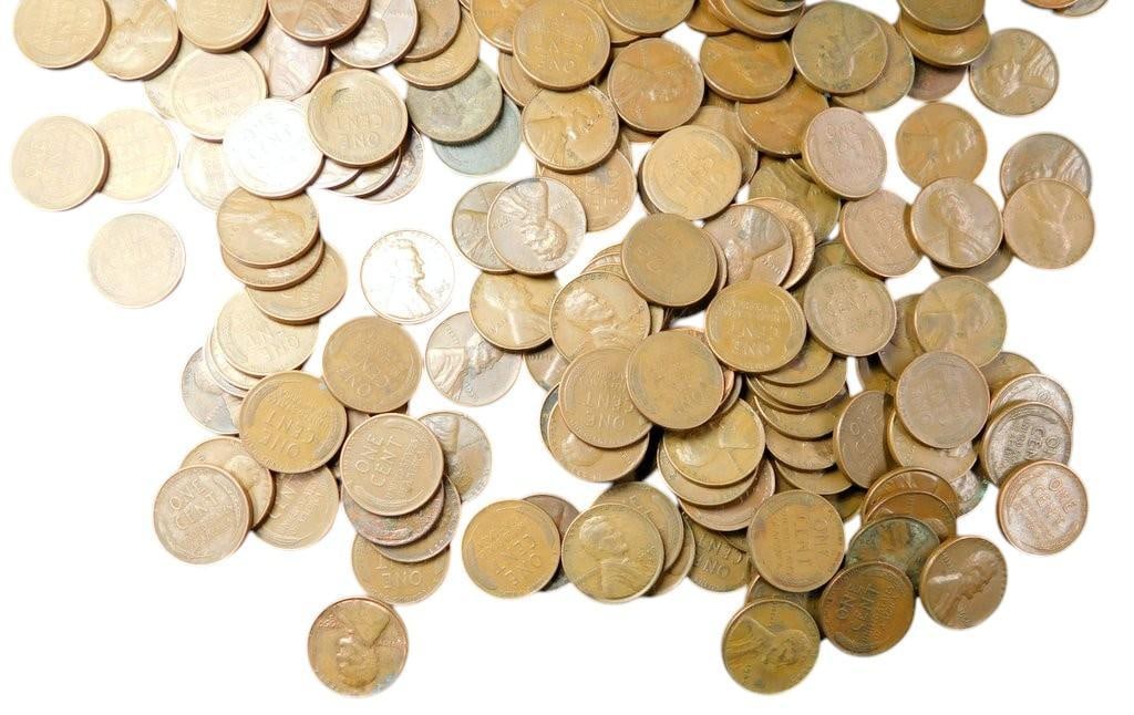 Pile of U.S. Wheat Pennies - Assorted Dates and Mint Marks - 6