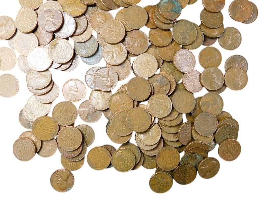 Pile of U.S. Wheat Pennies - Assorted Dates and Mint Marks - 9
