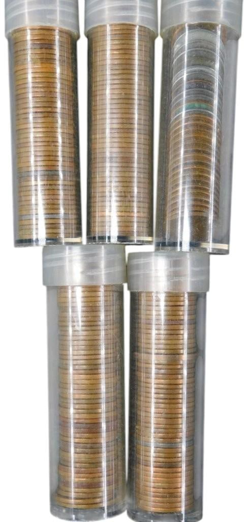 U.S. Wheat Pennies in Five Clear Tubes - 6