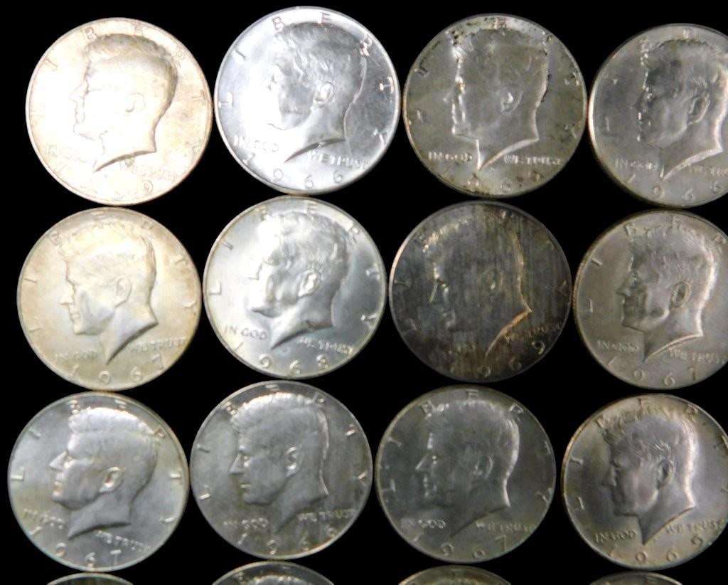 23 Kennedy Silver Half Dollars, 1965-1969 - 2