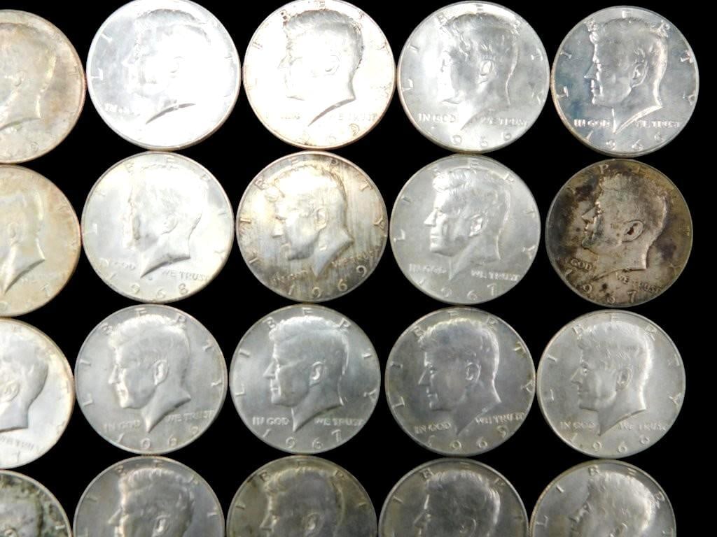 23 Kennedy Silver Half Dollars, 1965-1969 - 3