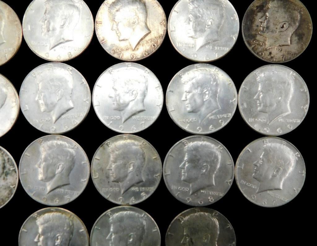 23 Kennedy Silver Half Dollars, 1965-1969 - 4